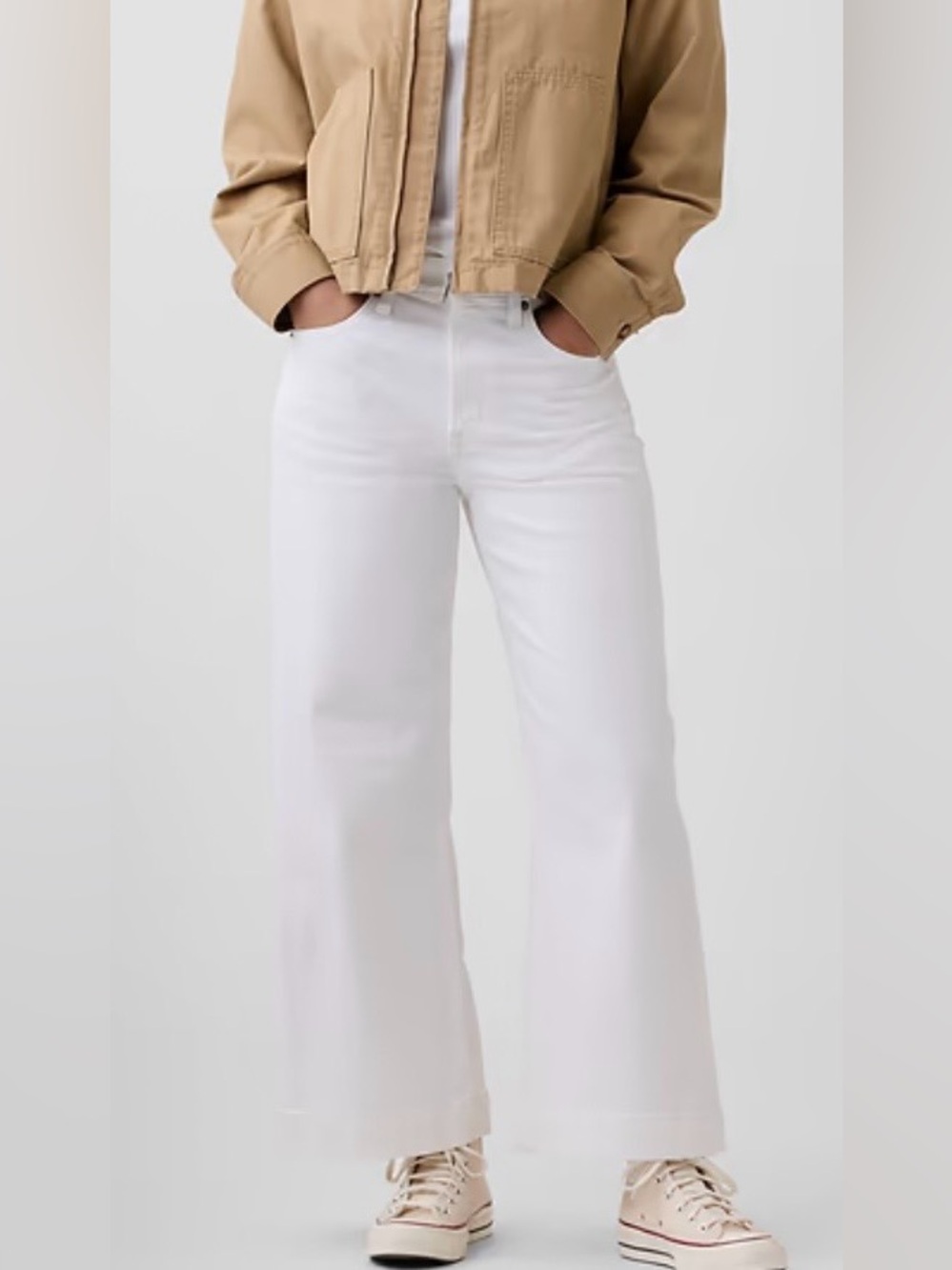 GAP Factory White High-Rise Wide-Leg Crop Jeans